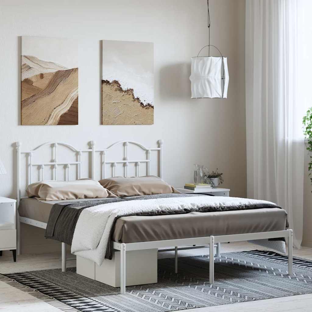 sengeramme med sengegavl 150x200 cm metal hvid