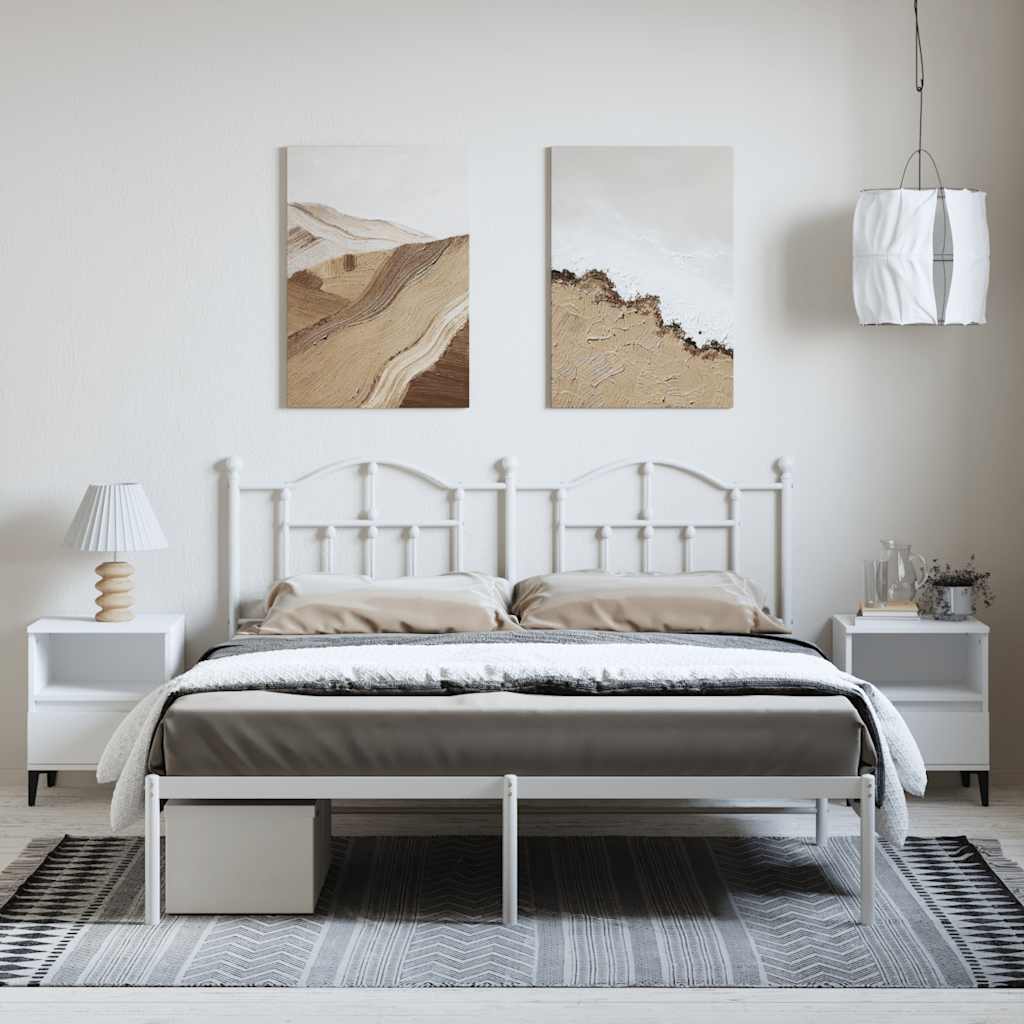sengeramme med sengegavl 183x213 cm metal hvid