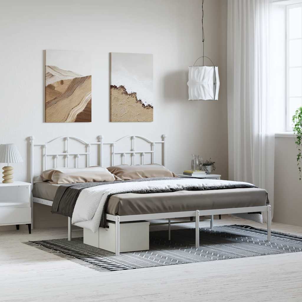 sengeramme med sengegavl 183x213 cm metal hvid