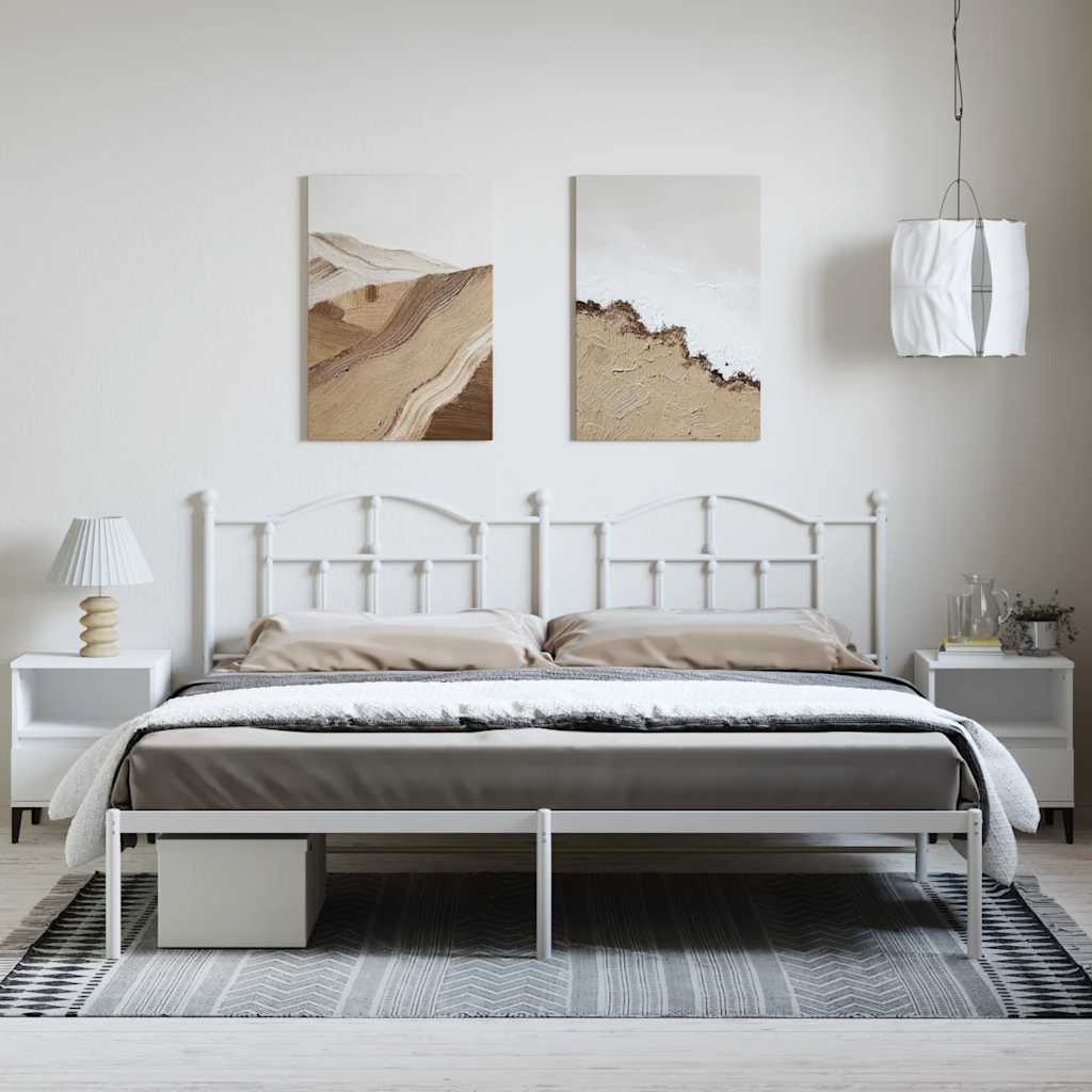 sengeramme med sengegavl 193x203 cm metal hvid