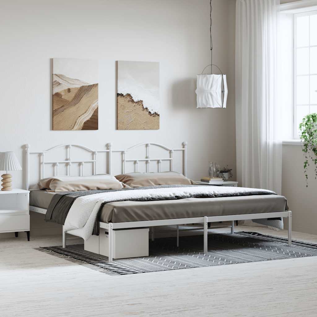 sengeramme med sengegavl 193x203 cm metal hvid