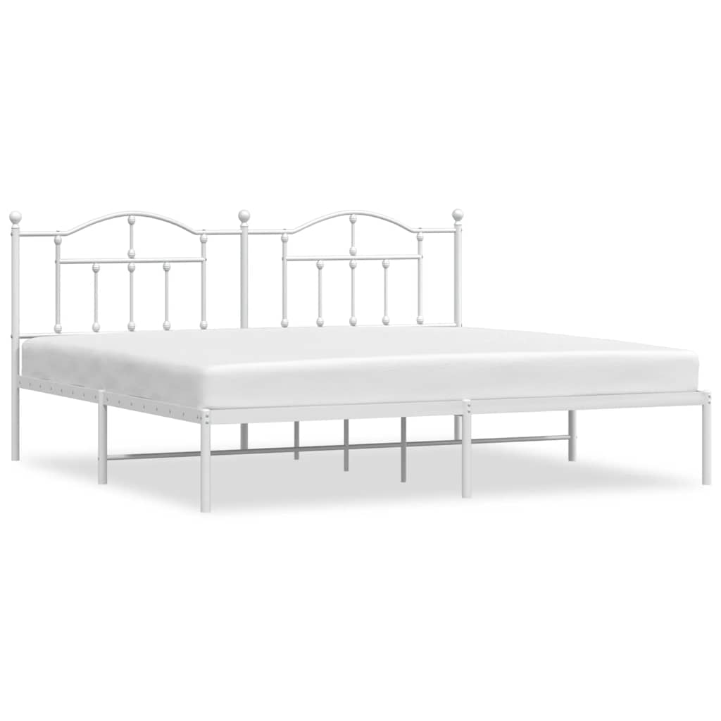 sengeramme med sengegavl 200x200 cm metal hvid