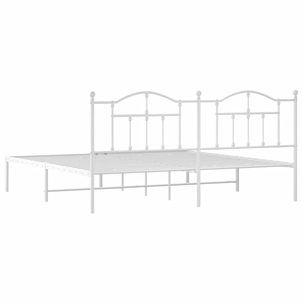 sengeramme med sengegavl 200x200 cm metal hvid