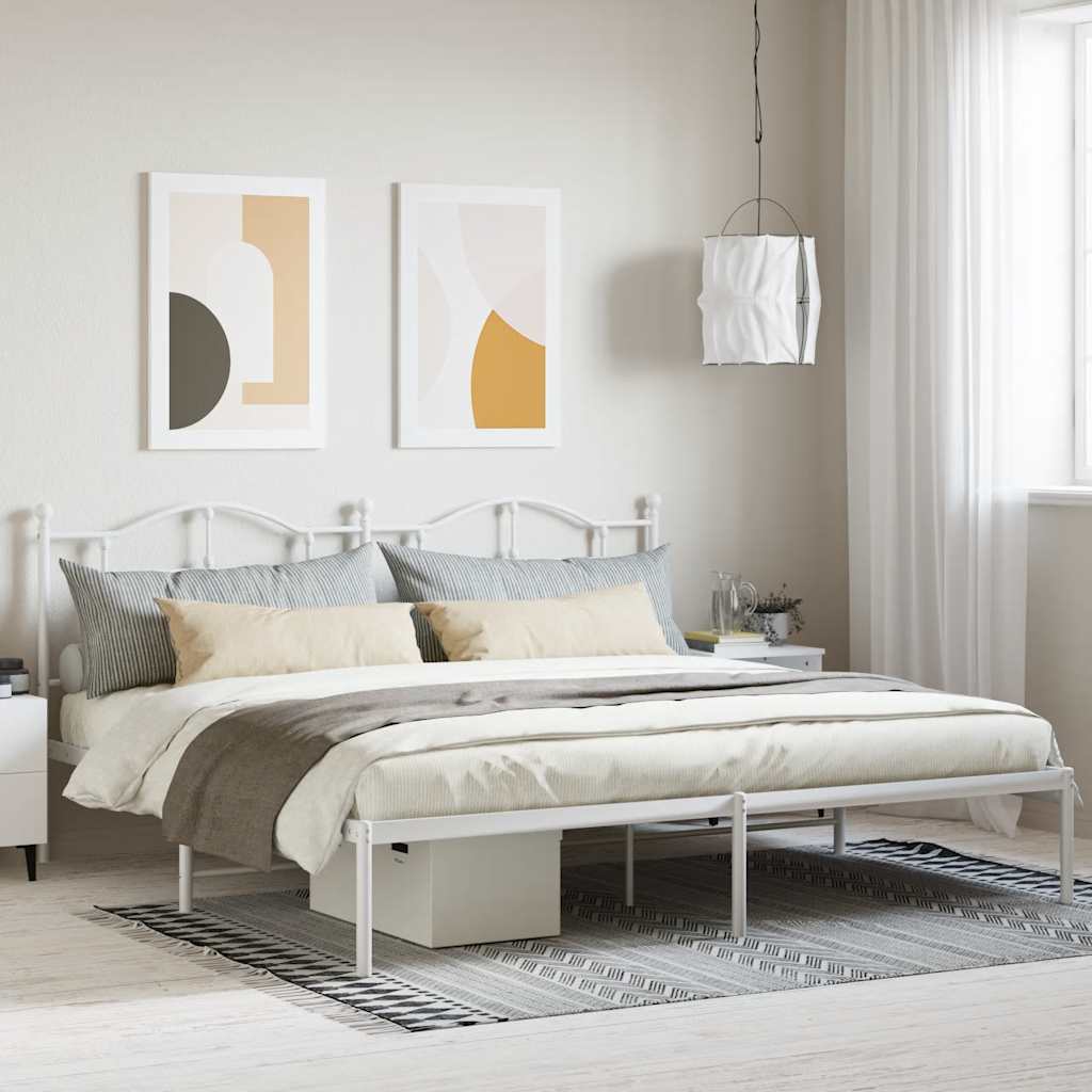 sengeramme med sengegavl 200x200 cm metal hvid