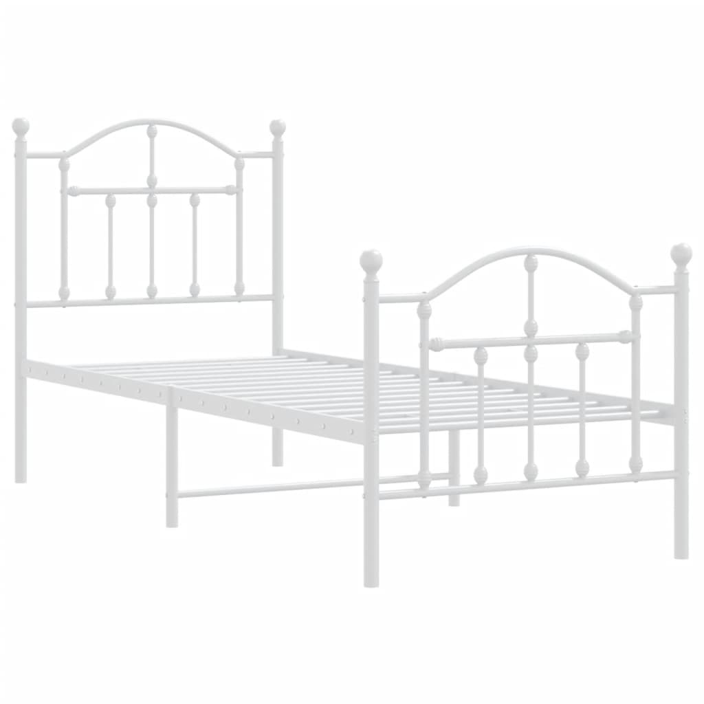 sengeramme med sengegavl og fodgærde 75x190 cm metal hvid