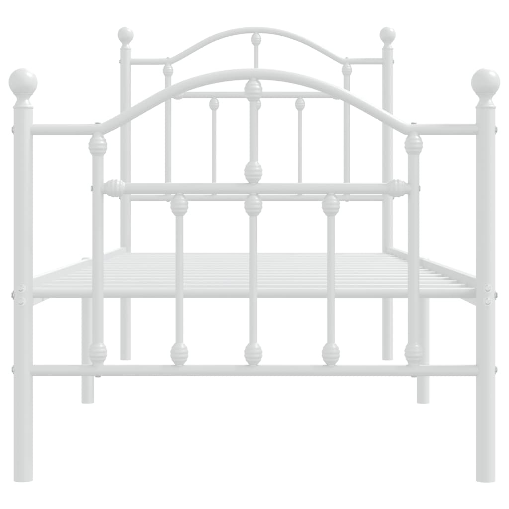 sengeramme med sengegavl og fodgærde 75x190 cm metal hvid