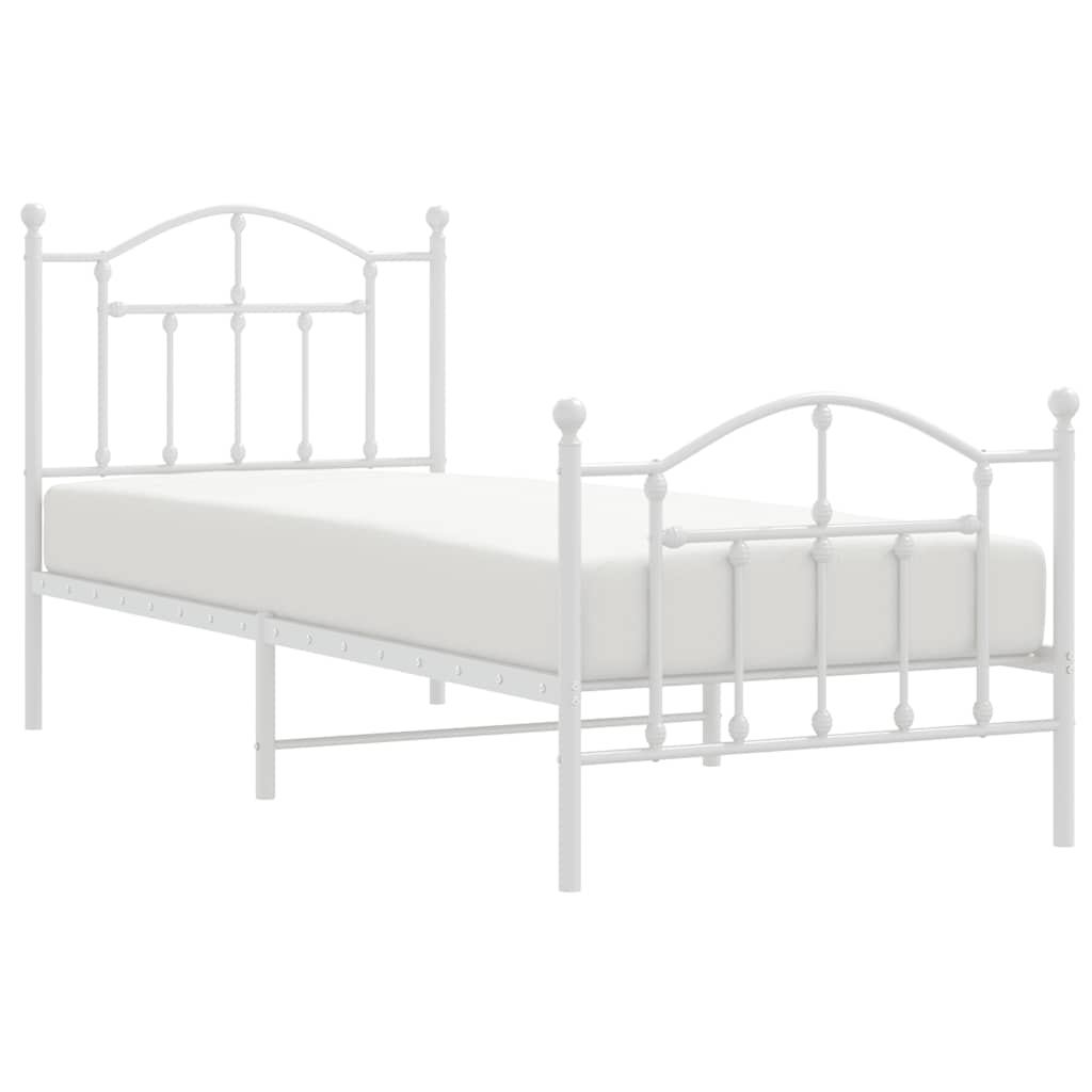 sengeramme med sengegavl og fodgærde 90x190 cm metal hvid