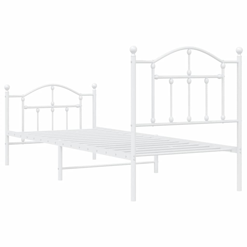 sengeramme med sengegavl og fodgærde 90x190 cm metal hvid