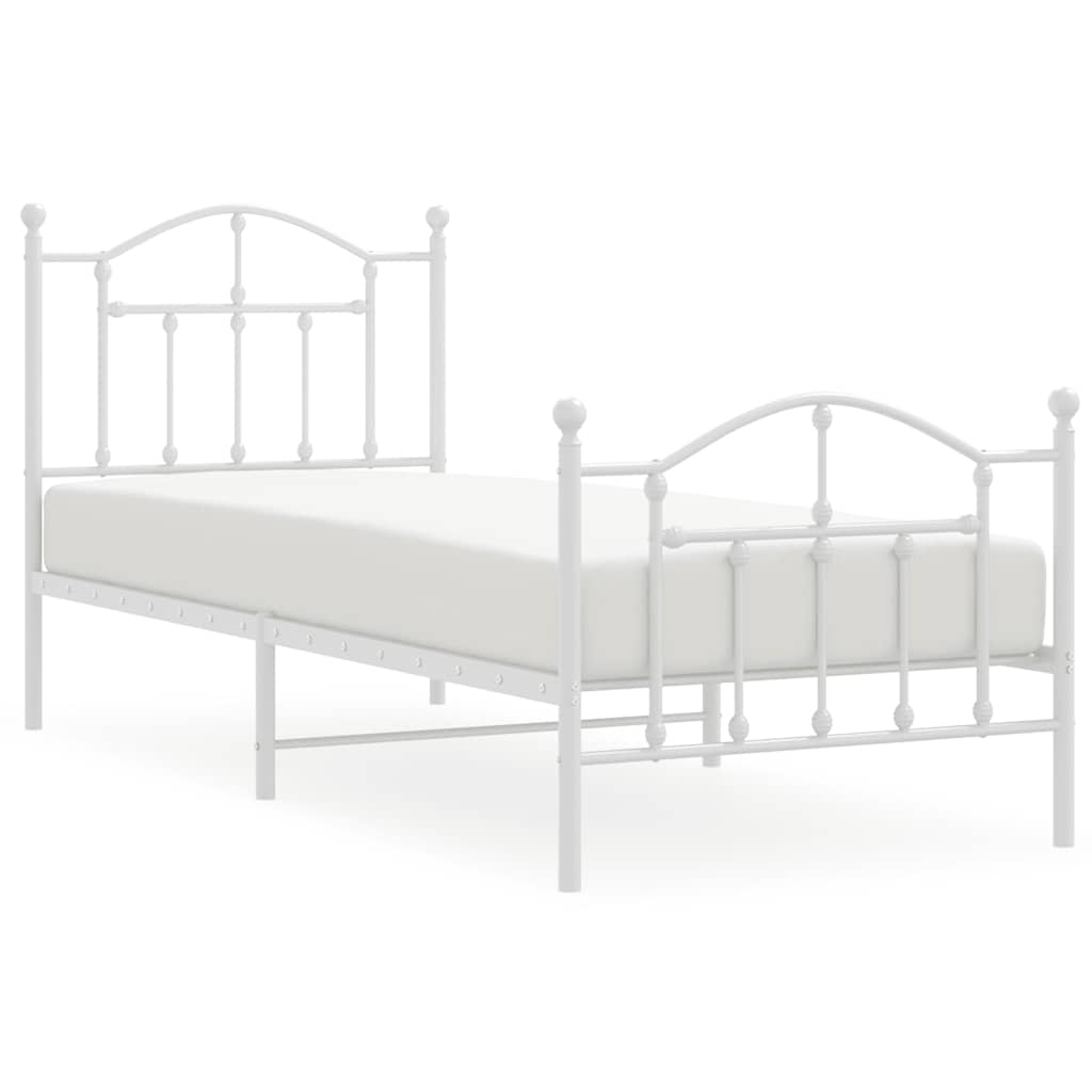 sengeramme med sengegavl og fodgærde 90x200 cm metal hvid