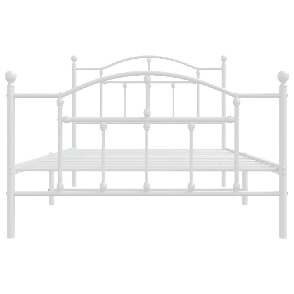 sengeramme med sengegavl og fodgærde 100x200 cm metal hvid