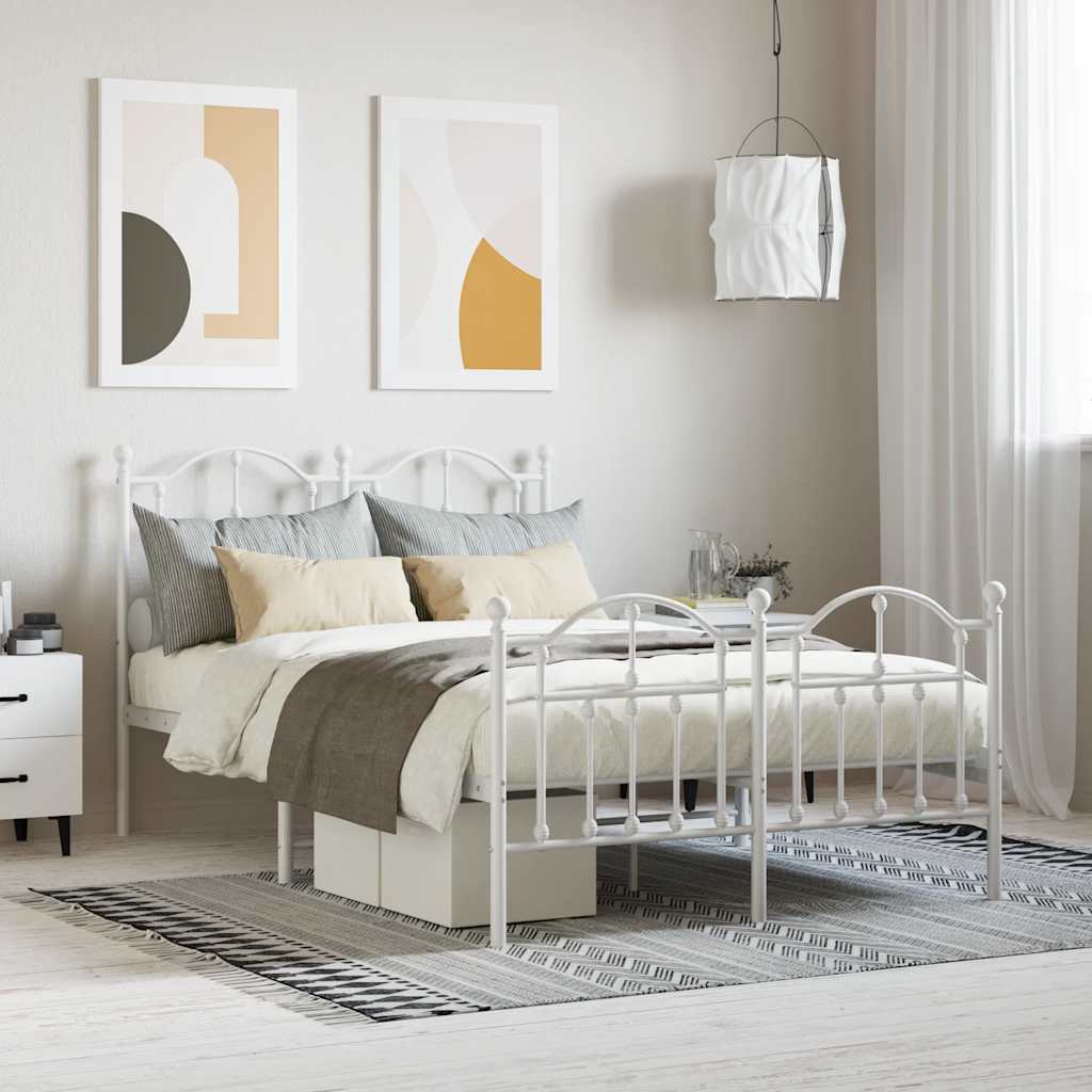 sengeramme med sengegavl og fodgærde 120x190 cm metal hvid