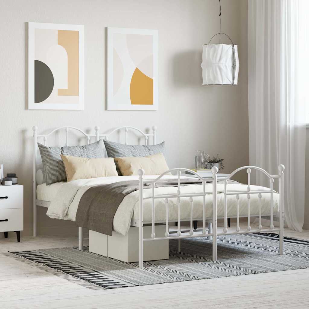 sengeramme med sengegavl og fodgærde 120x200 cm metal hvid