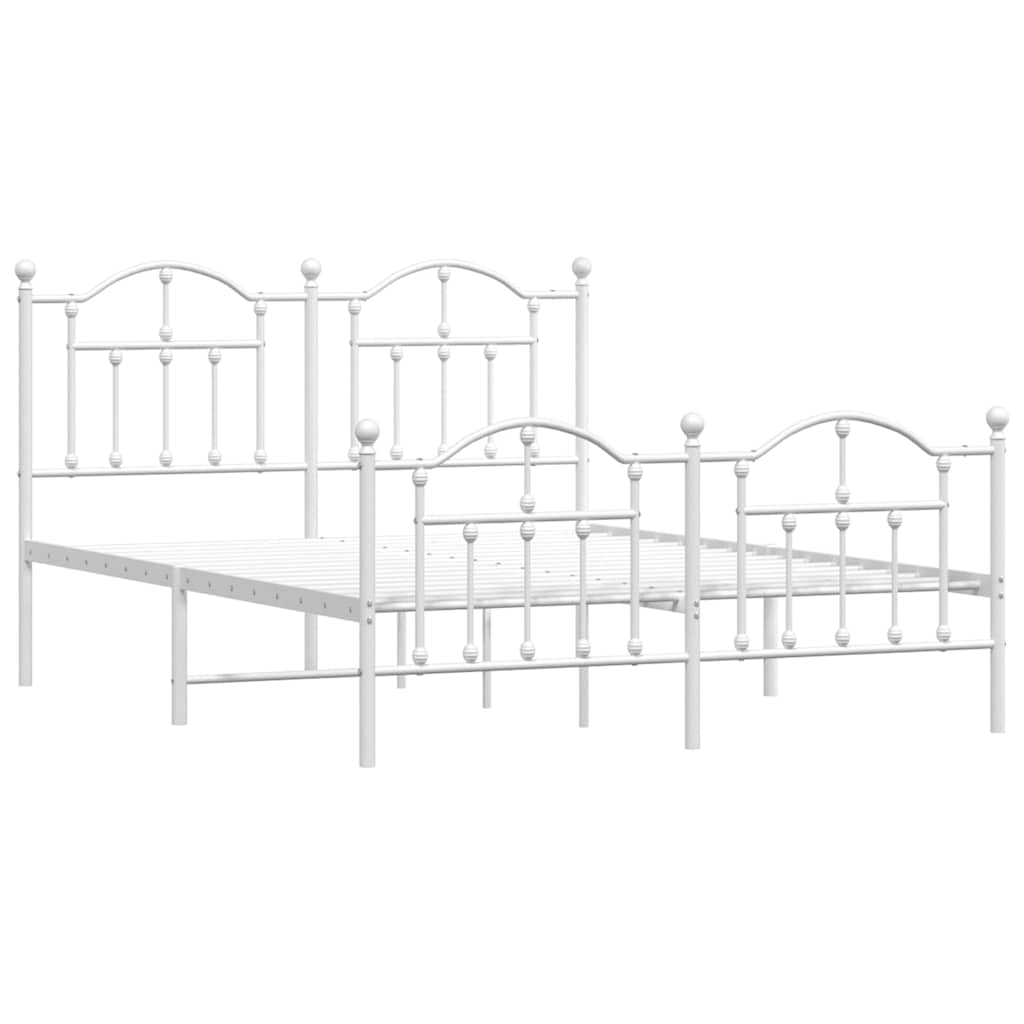 sengeramme med sengegavl og fodgærde 135x190 cm metal hvid