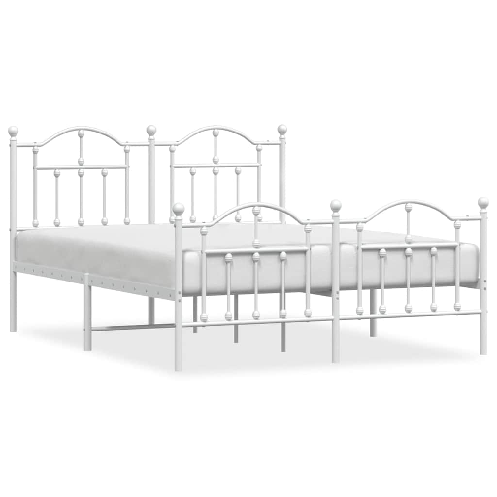 sengeramme med sengegavl og fodgærde 140x190 cm metal hvid