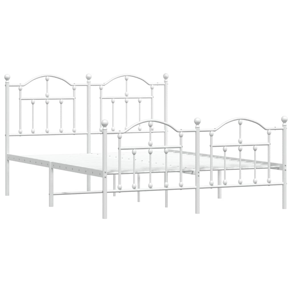 sengeramme med sengegavl og fodgærde 150x200 cm metal hvid