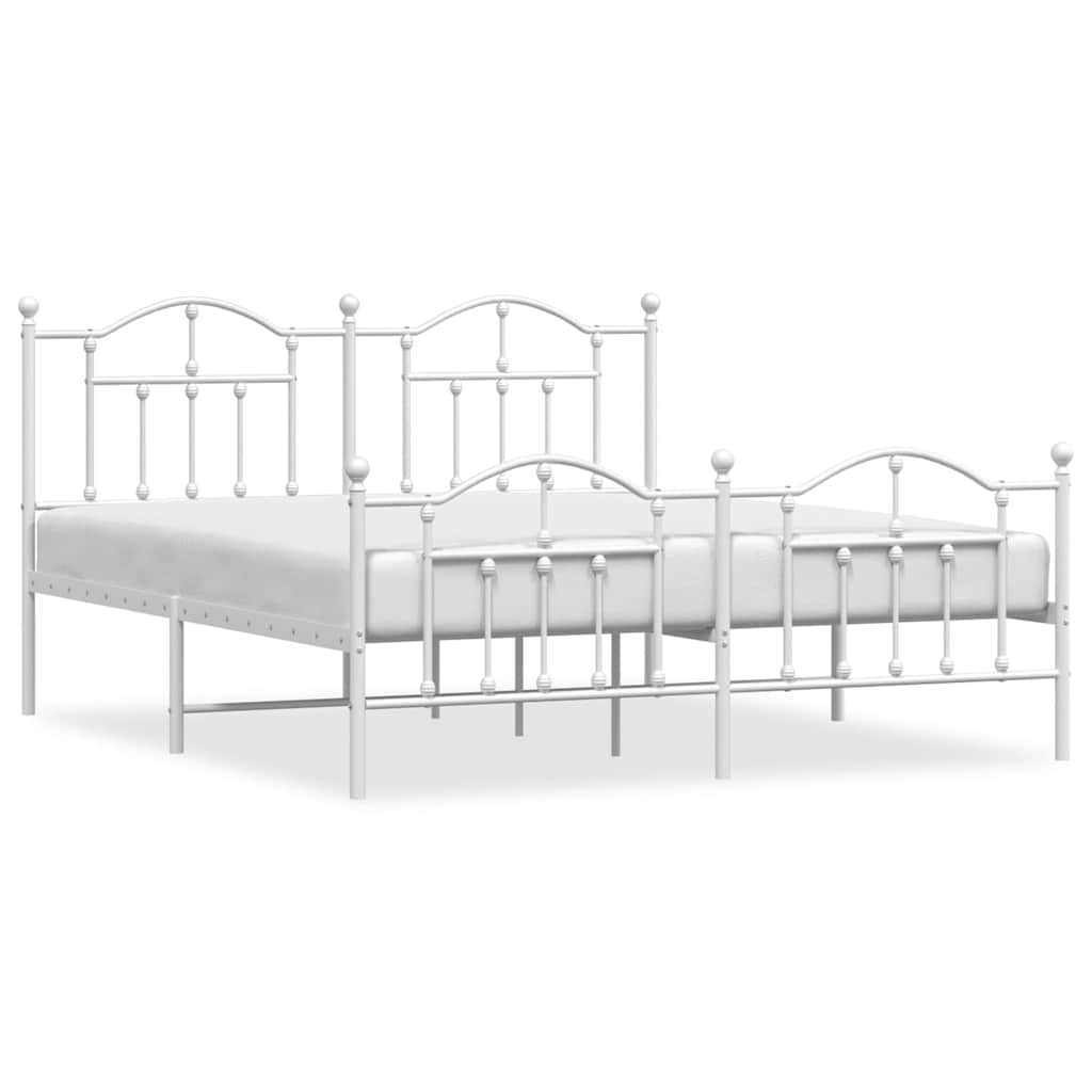 sengeramme med sengegavl og fodgærde 183x213 cm metal hvid
