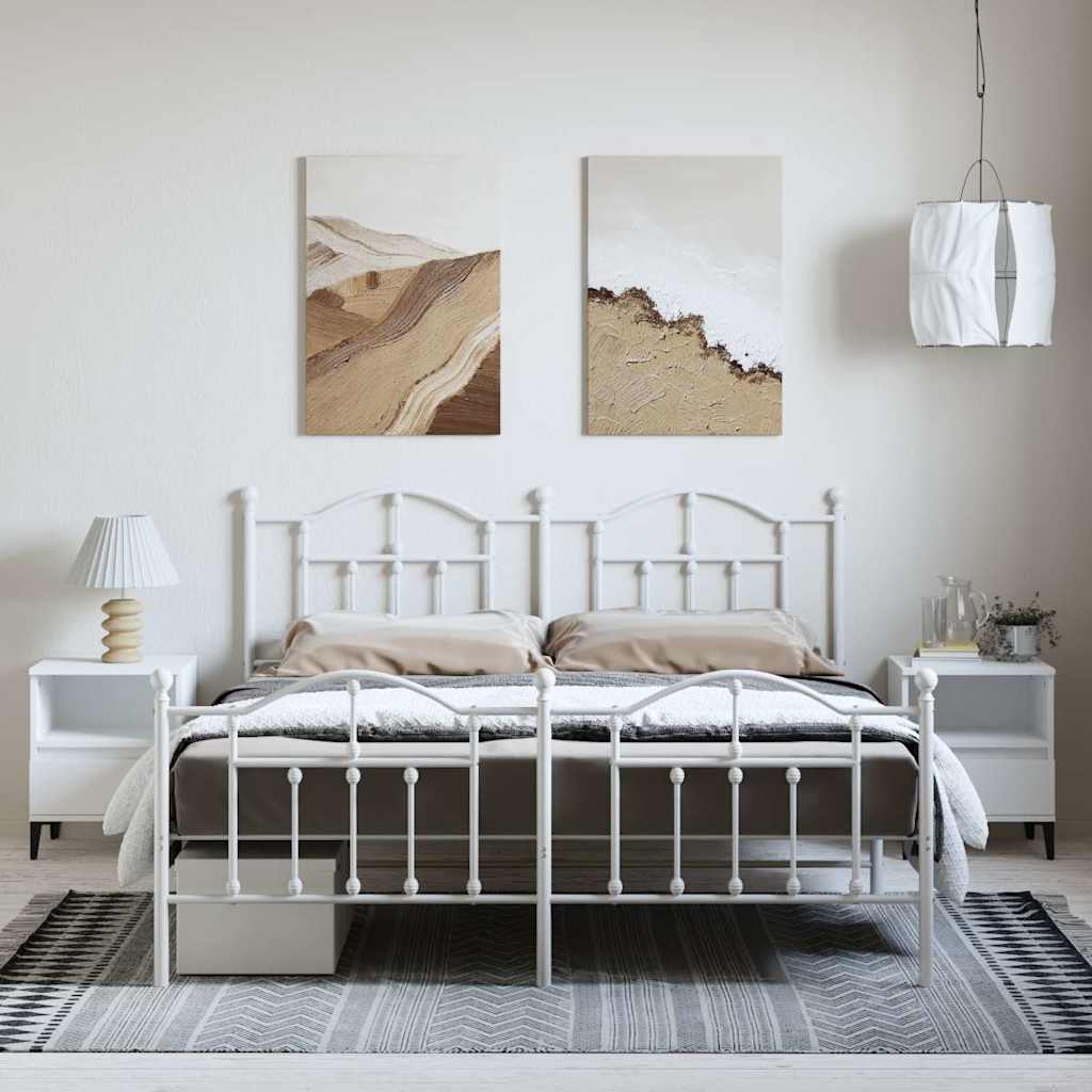 sengeramme med sengegavl og fodgærde 183x213 cm metal hvid