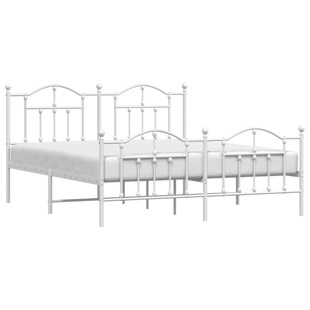 sengeramme med sengegavl og fodgærde 183x213 cm metal hvid