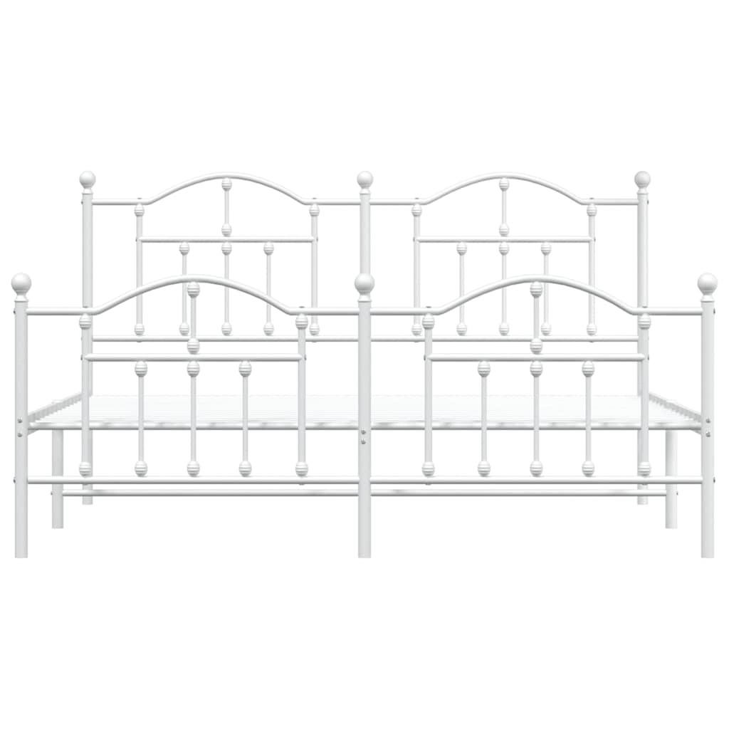 sengeramme med sengegavl og fodgærde 183x213 cm metal hvid