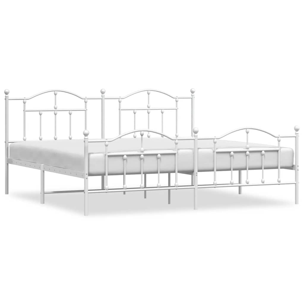 sengeramme med sengegavl og fodgærde 200x200 cm metal hvid