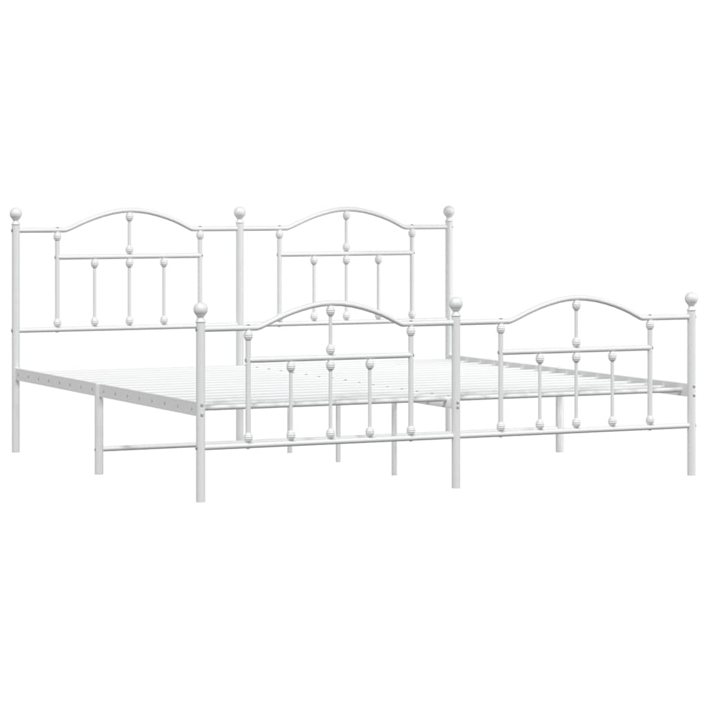 sengeramme med sengegavl og fodgærde 200x200 cm metal hvid