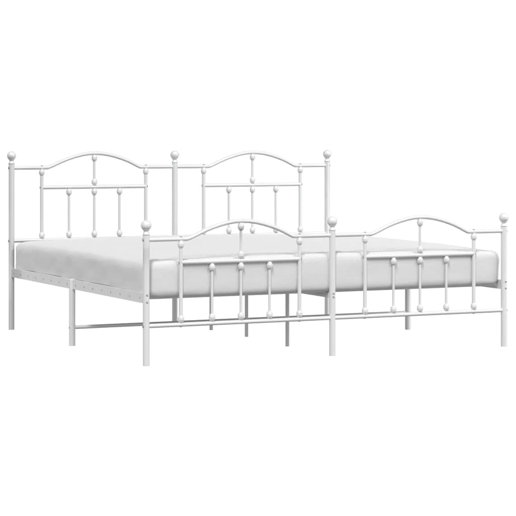 sengeramme med sengegavl og fodgærde 200x200 cm metal hvid