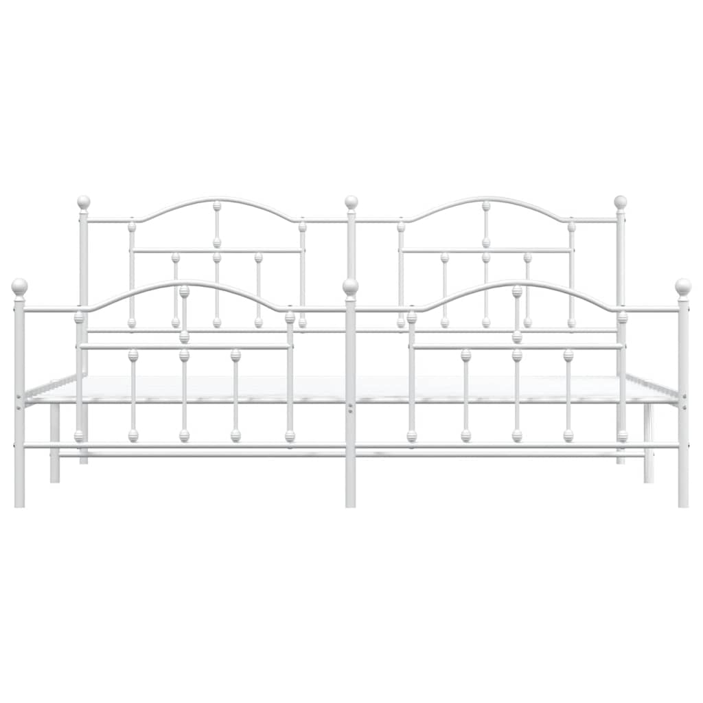 sengeramme med sengegavl og fodgærde 200x200 cm metal hvid