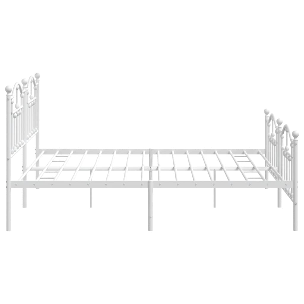 sengeramme med sengegavl og fodgærde 200x200 cm metal hvid