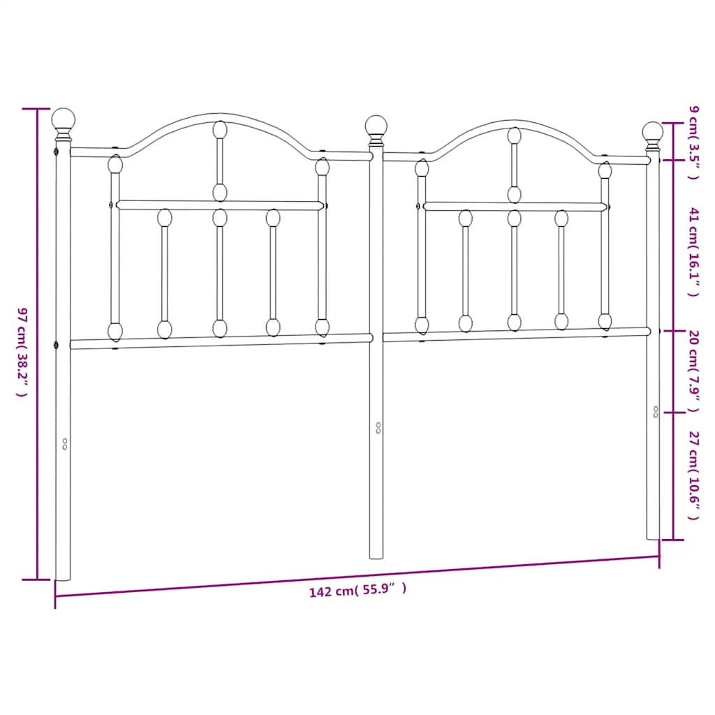 udskiftningsgavl 135 cm metal hvid
