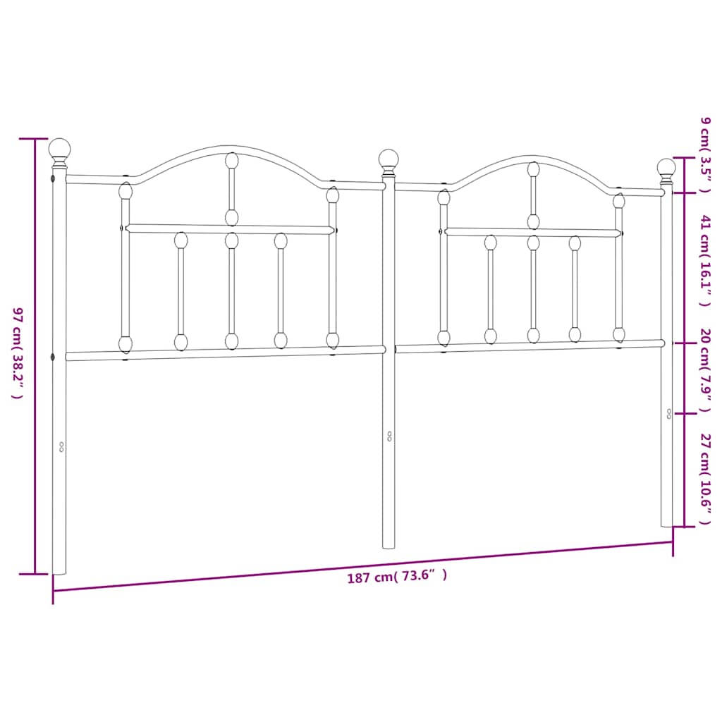 udskiftningsgavl 180 cm metal hvid