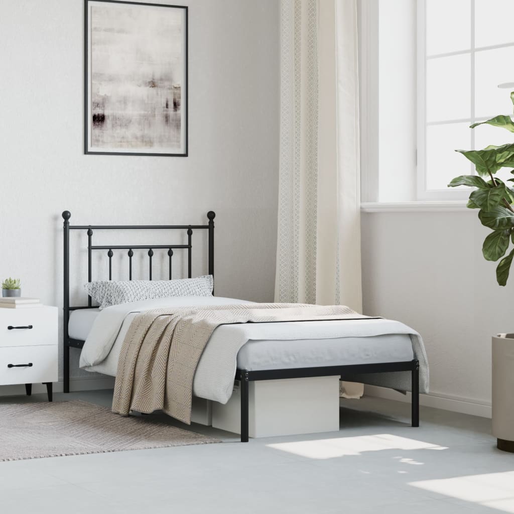 sengeramme med sengegavl 80x200 cm metal sort