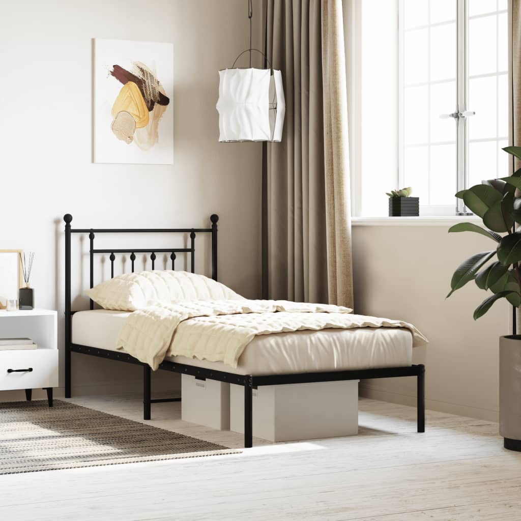sengeramme med sengegavl 80x200 cm metal sort