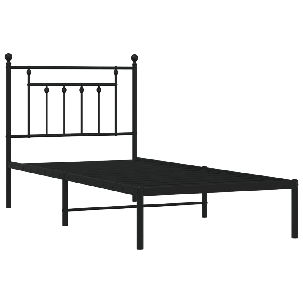 sengeramme med sengegavl 90x190 cm metal sort
