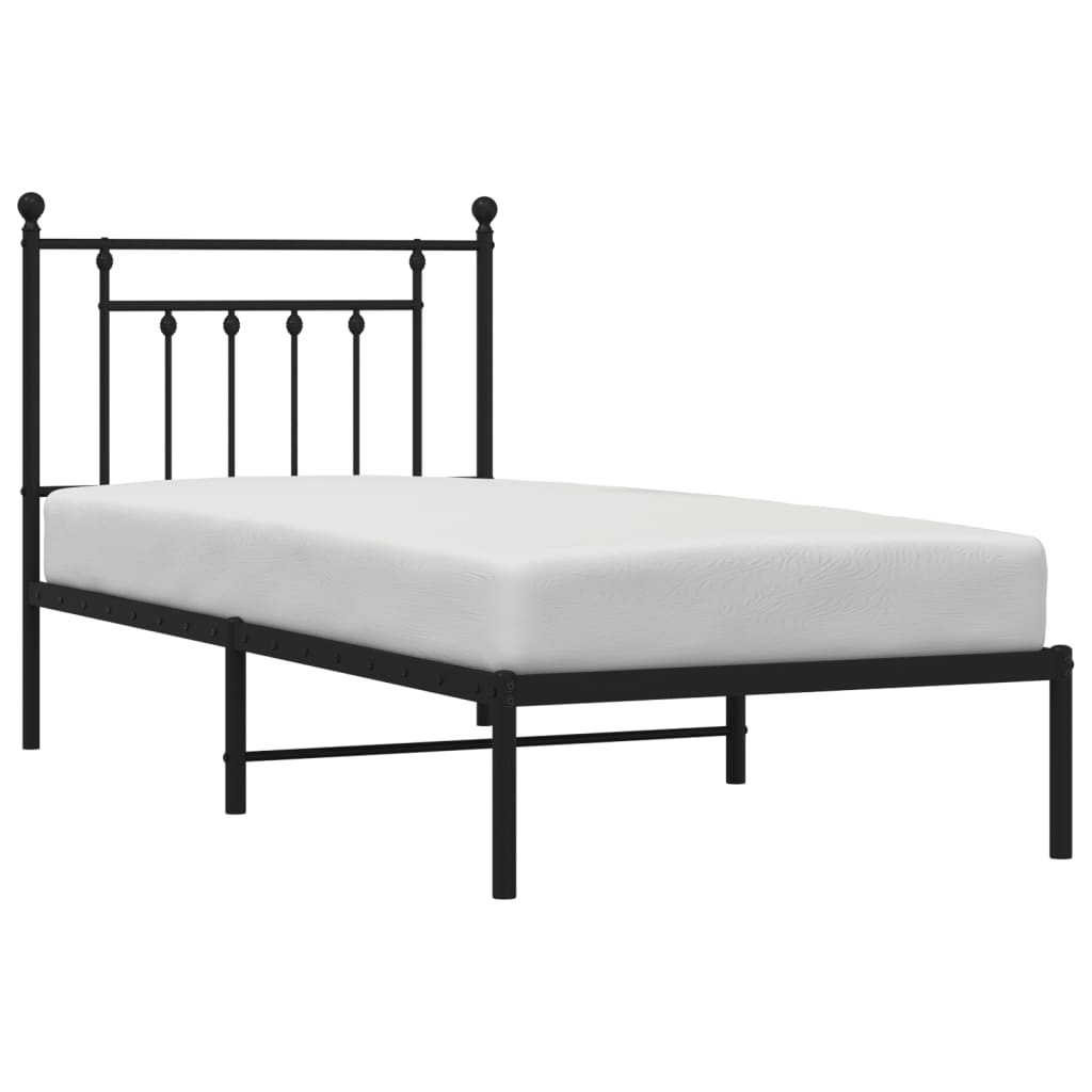 sengeramme med sengegavl 90x190 cm metal sort