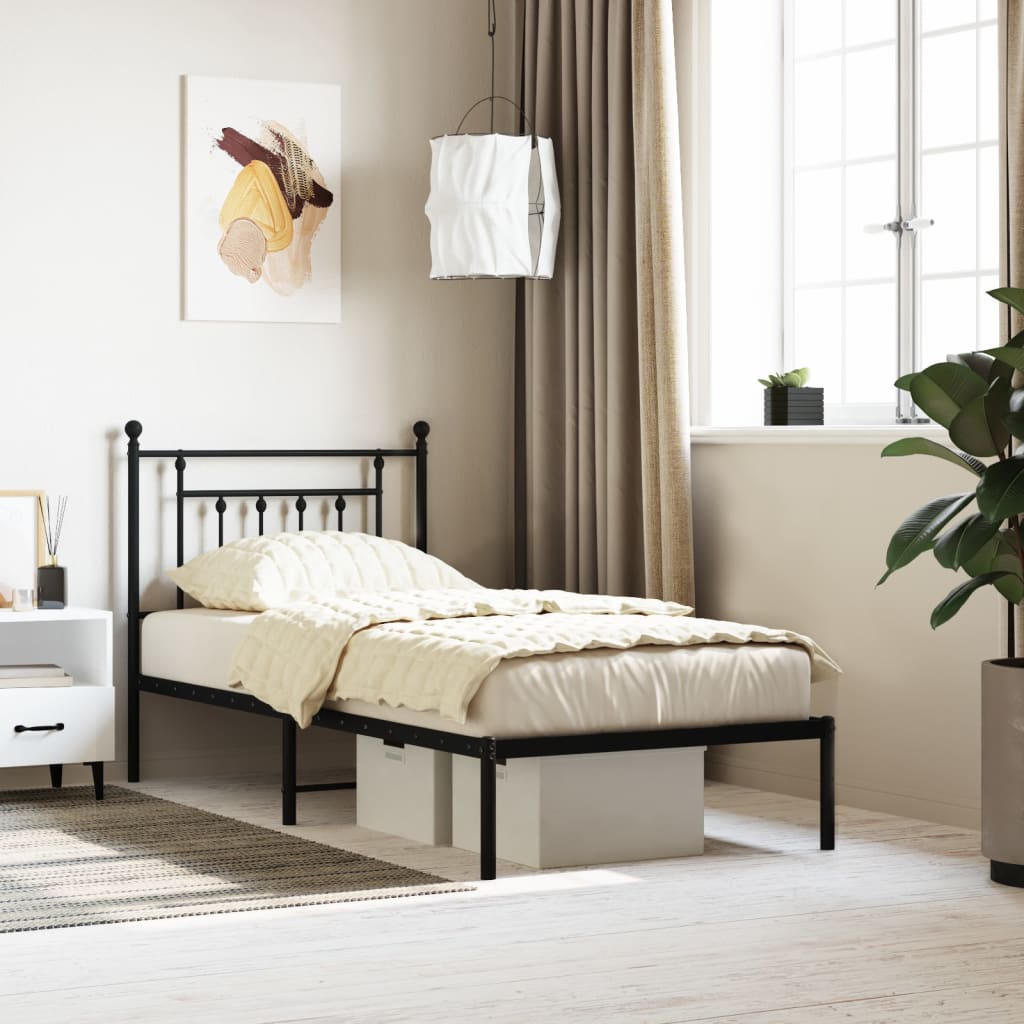 sengeramme med sengegavl 90x190 cm metal sort