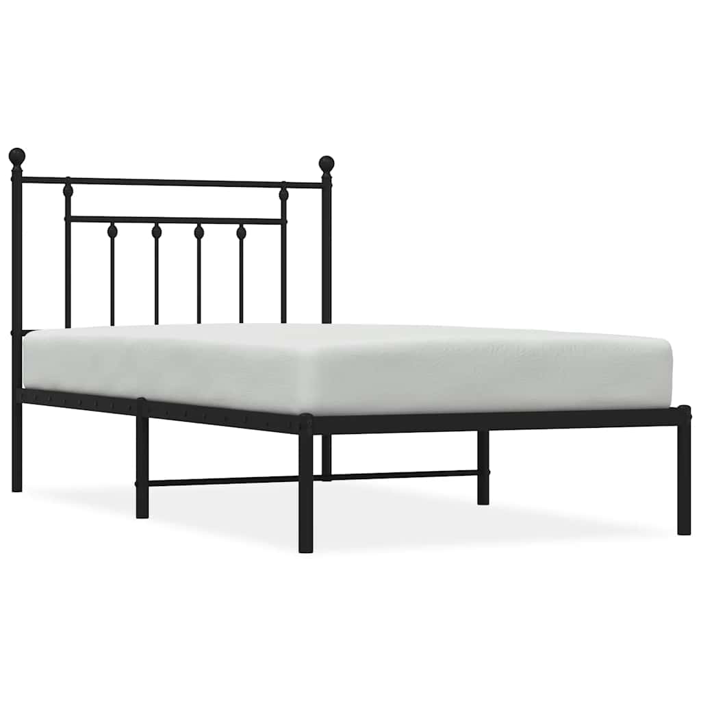 sengeramme med sengegavl 100x190 cm metal sort