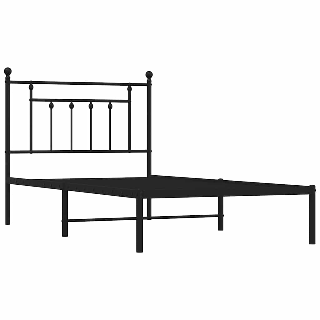 sengeramme med sengegavl 100x190 cm metal sort