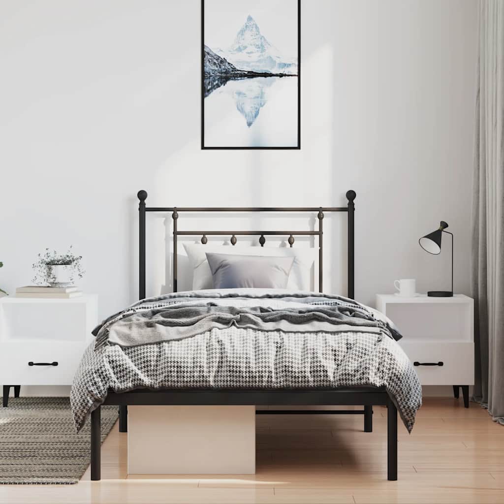 sengeramme med sengegavl 100x190 cm metal sort