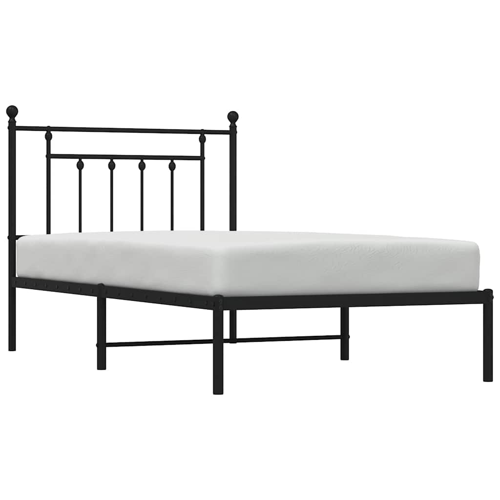 sengeramme med sengegavl 100x190 cm metal sort
