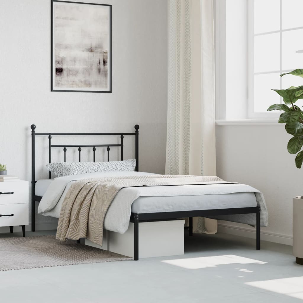 sengeramme med sengegavl 107x203 cm metal sort