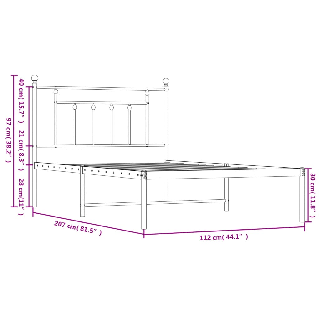 sengeramme med sengegavl 107x203 cm metal sort