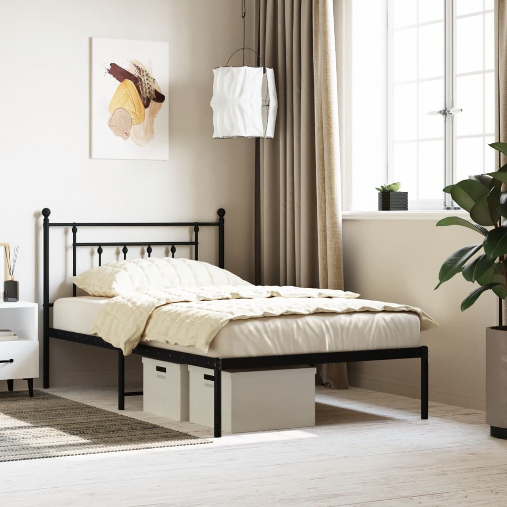 sengeramme med sengegavl 107x203 cm metal sort