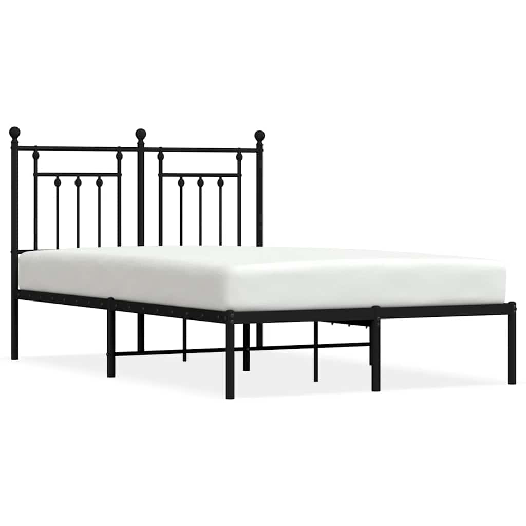 sengeramme med sengegavl 135x190 cm metal sort