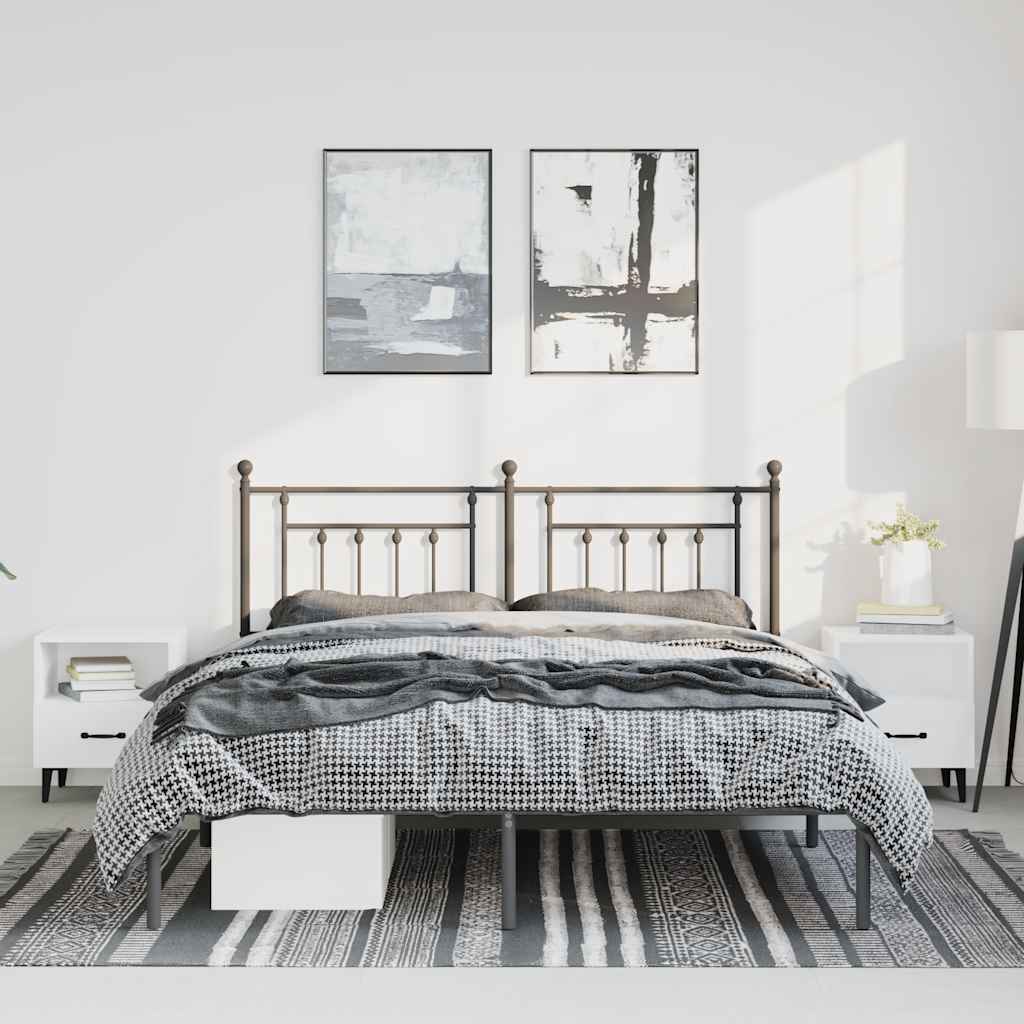 sengeramme med sengegavl 135x190 cm metal sort