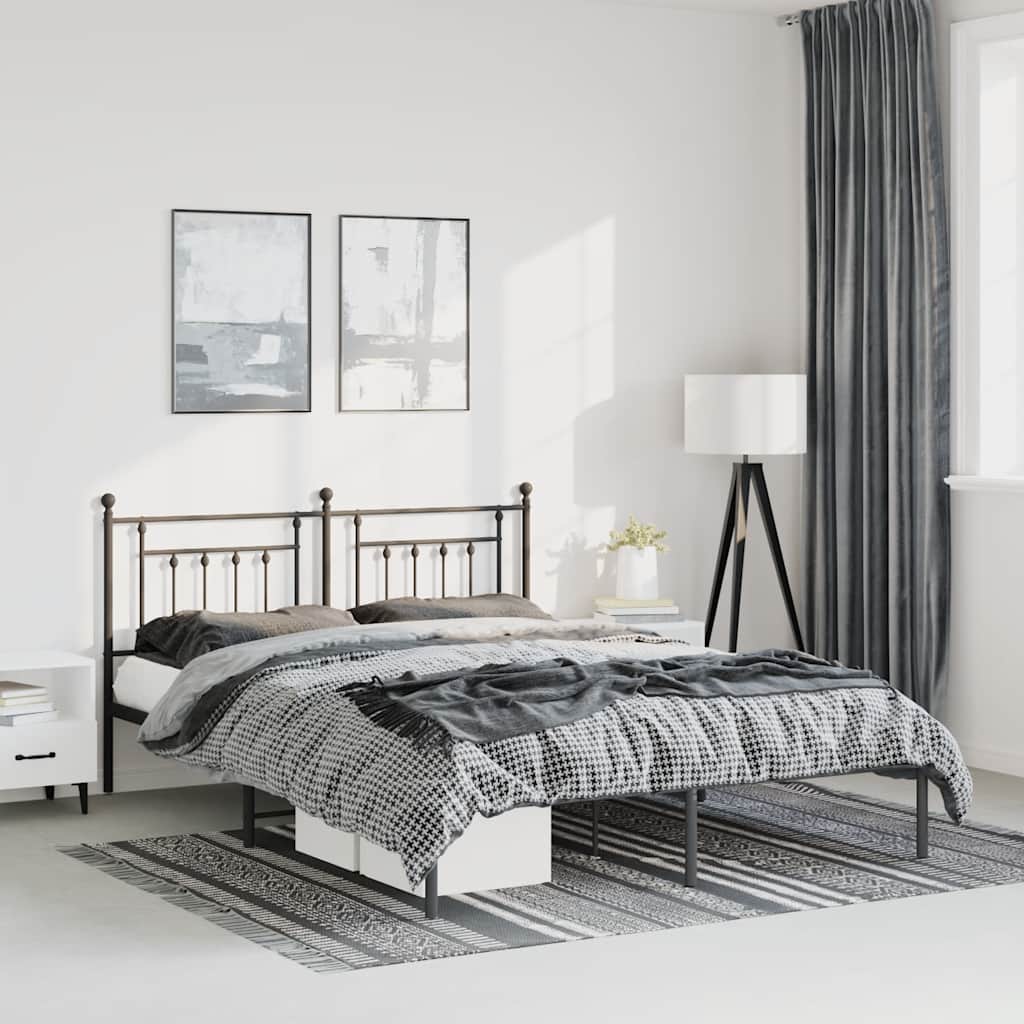 sengeramme med sengegavl 135x190 cm metal sort