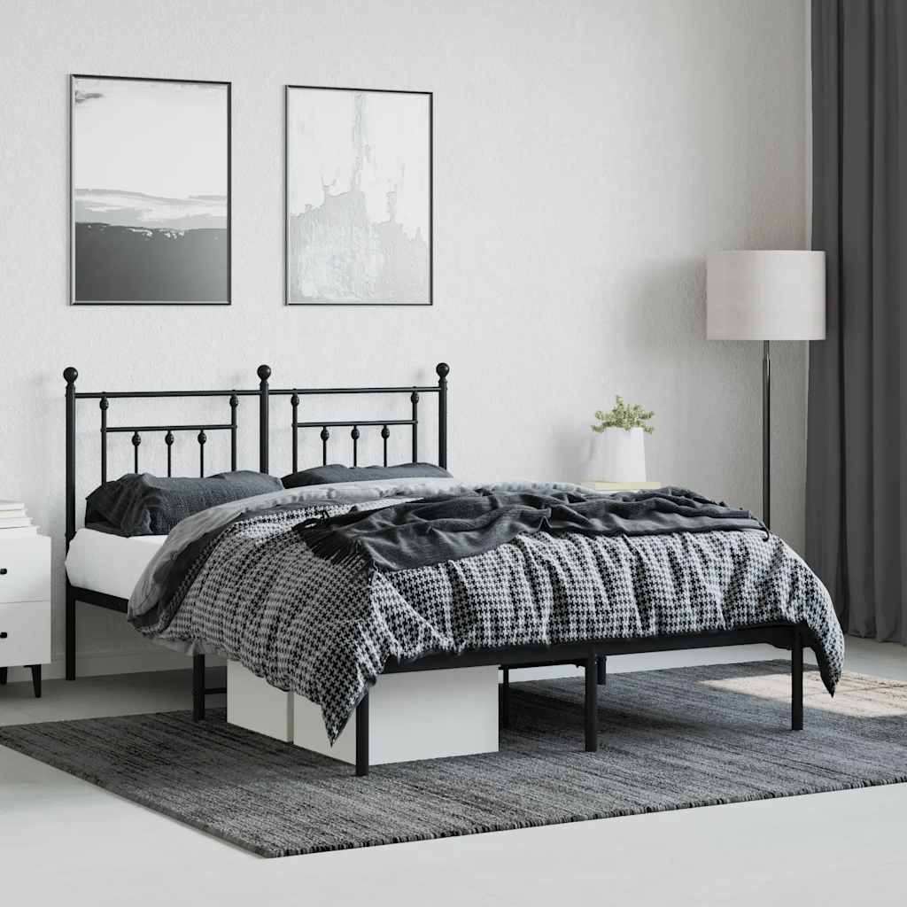 sengeramme med sengegavl 140x190 cm metal sort