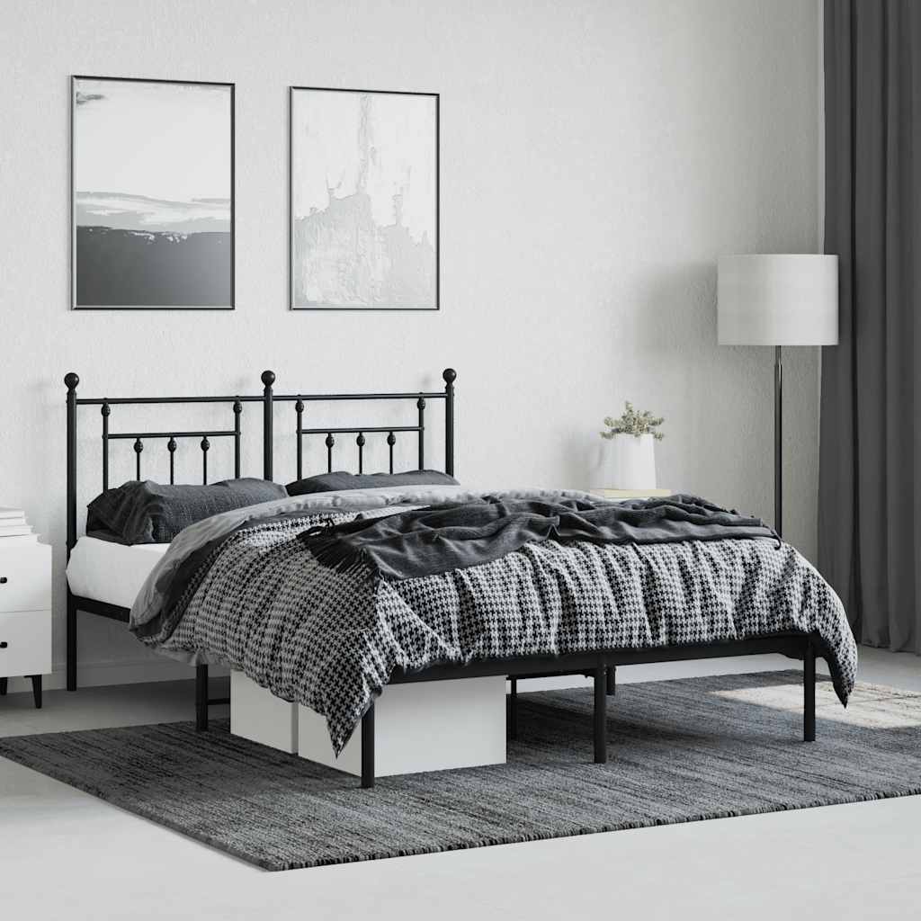sengeramme med sengegavl 140x200 cm metal sort
