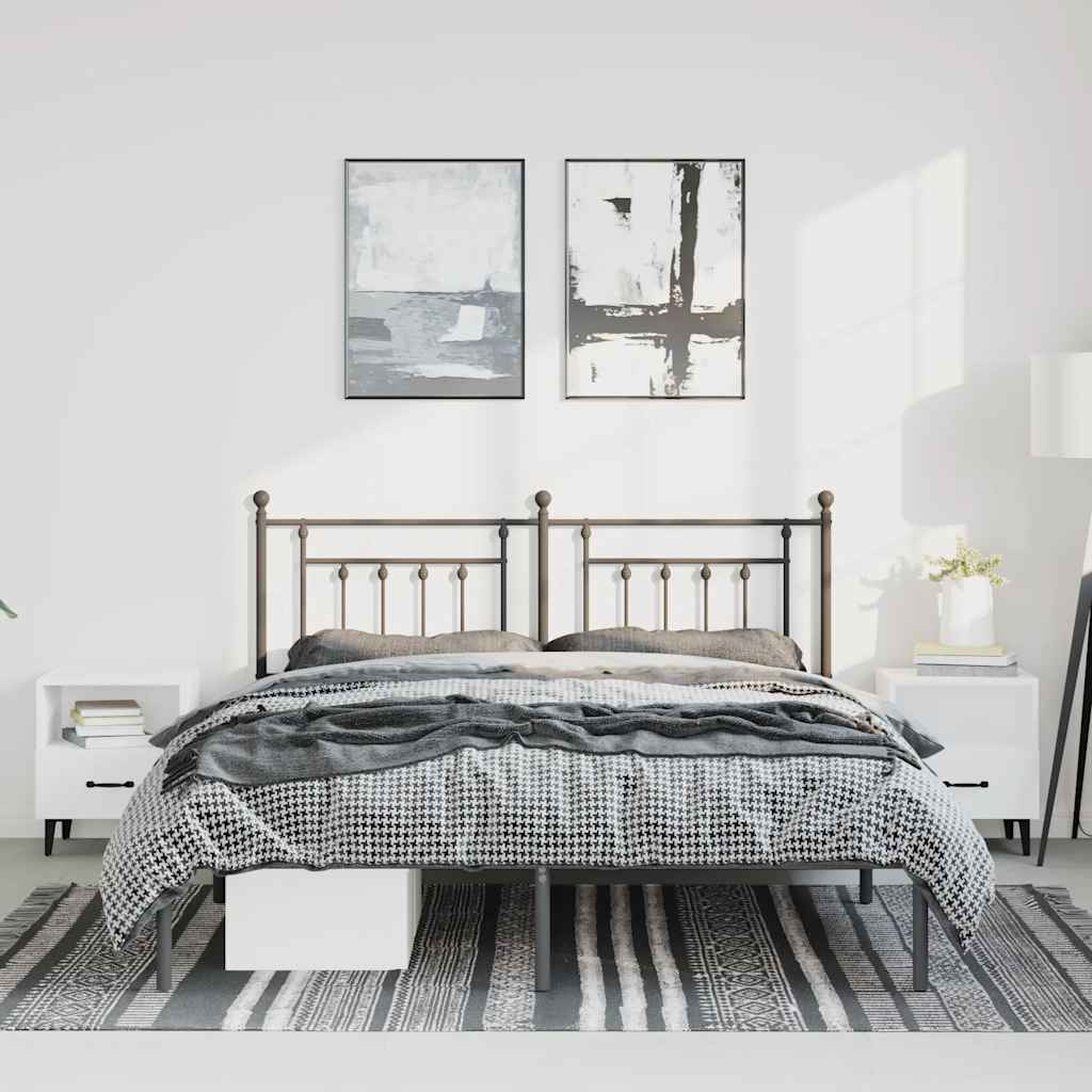 sengeramme med sengegavl 150x200 cm metal sort