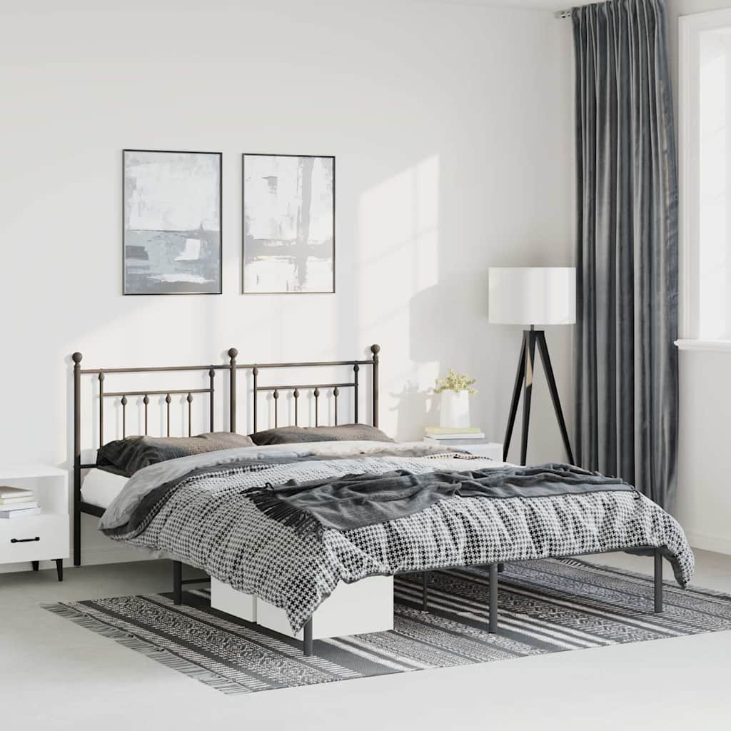 sengeramme med sengegavl 150x200 cm metal sort