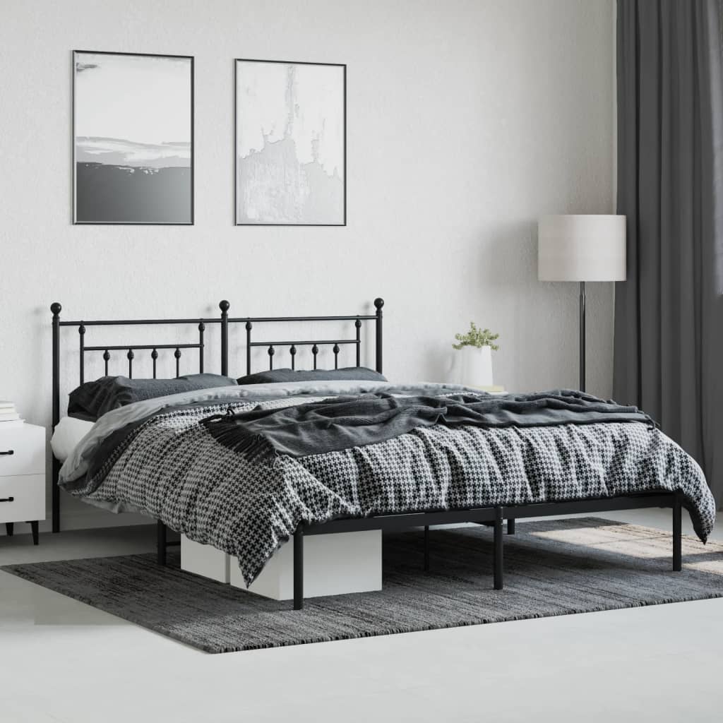 sengeramme med sengegavl 180x200 cm metal sort